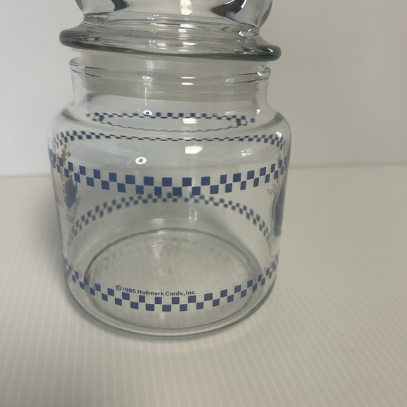 Vintage Anchor Hocking 5" Glass Canister 1986 Blue Tea Pot With Sunflowers‎ - Picture 8 of 8